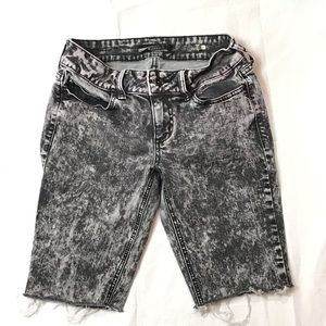 Frayed Jean Shorts, Mottled Black and Gray